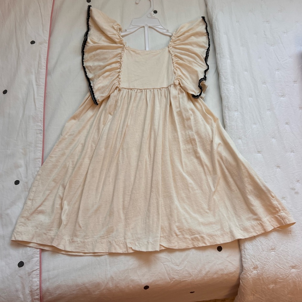 100%cotton H&M Cream Kids Dress with Black Trim